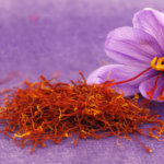 Dried saffron spice and Saffron flower