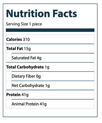Nutrition Facts for Cod with Garlic Butter and Herbs